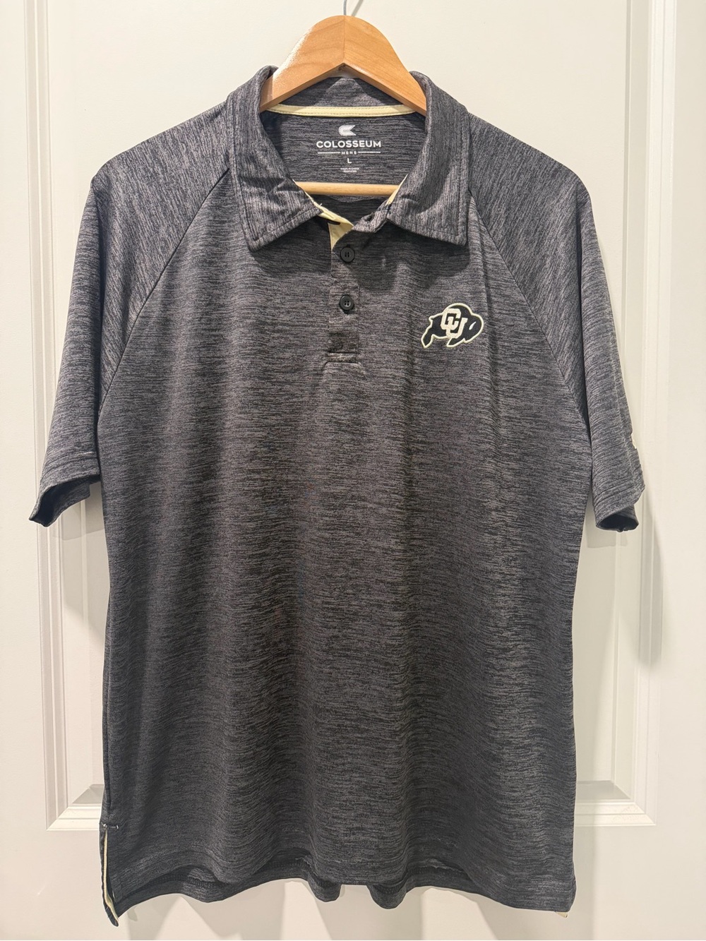 Colosseum Colorado Buffaloes Men’s L Gray Heather Performance Polo Shirt